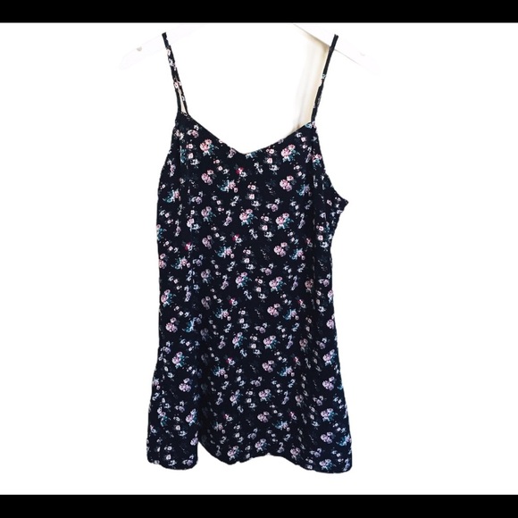 H&M Ditzy Floral Print Strappy Slip Dress With V Cut Navy Blue Size 8 - Picture 5 of 11